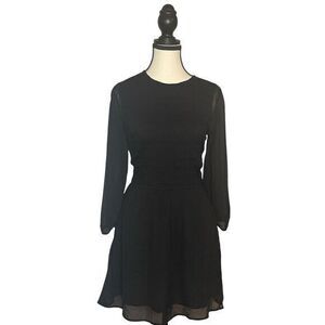 Abercrombie & Fitch Sheer Black Dress Womens M Ruched‎ Bodice Whimsygoth Flirty
